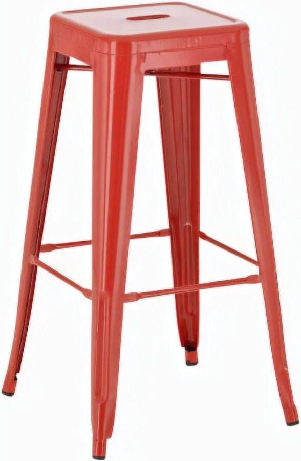 Unbranded Barkruk Recto Zonder rugleuning Set van 1 Ergonomisch Barstoelen voor keuken of kantine Rood Metaal Zithoogte 77cm