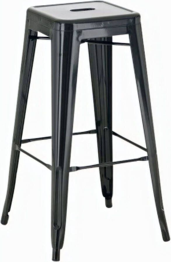Unbranded Barkruk Recto Zonder rugleuning Set van 1 Ergonomisch Barstoelen voor keuken of kantine Zwart Metaal Zithoogte 77cm