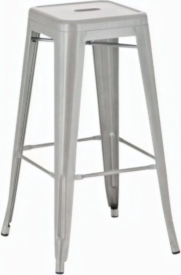 Unbranded Barkruk Recto Zonder rugleuning Set van 1 Ergonomisch Barstoelen voor keuken of kantine Zilver Metaal Zithoogte 77cm