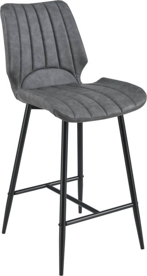 Unbranded Barkruk Remi 102 5x46 5x51cm Set van 4 Kunstleer en Metaal Donkergrijs Hoogwaardig design Stijlvolle uitstraling - Foto 3