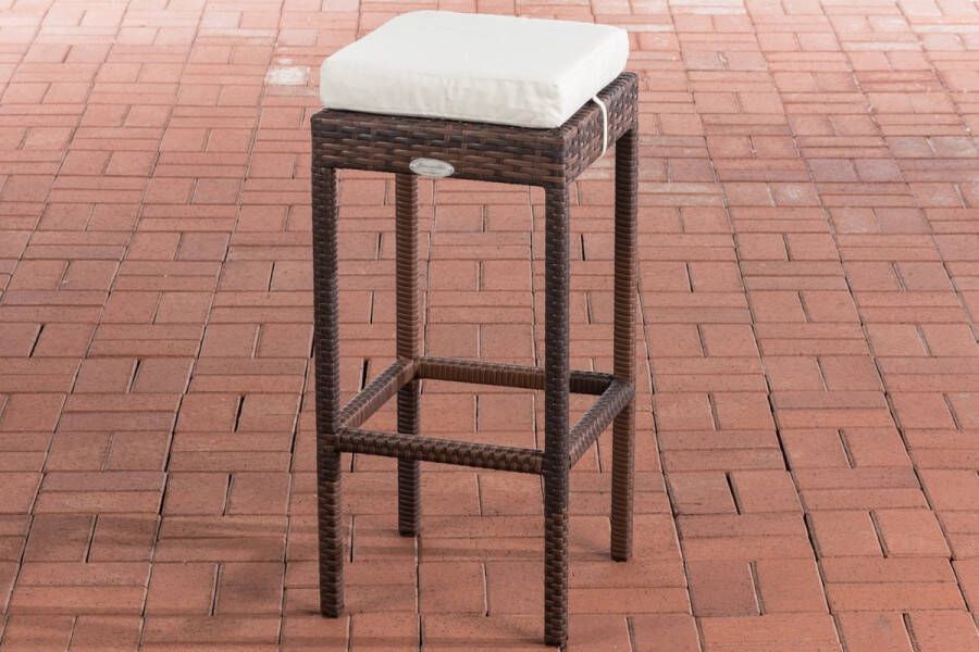 Inandoutdoormatch Barkruk Rotan Set van 1 Zonder rugleuning Ergonomisch Barstoelen Keuken Bruin Zithoogte 74cm Vaderdag cadeau