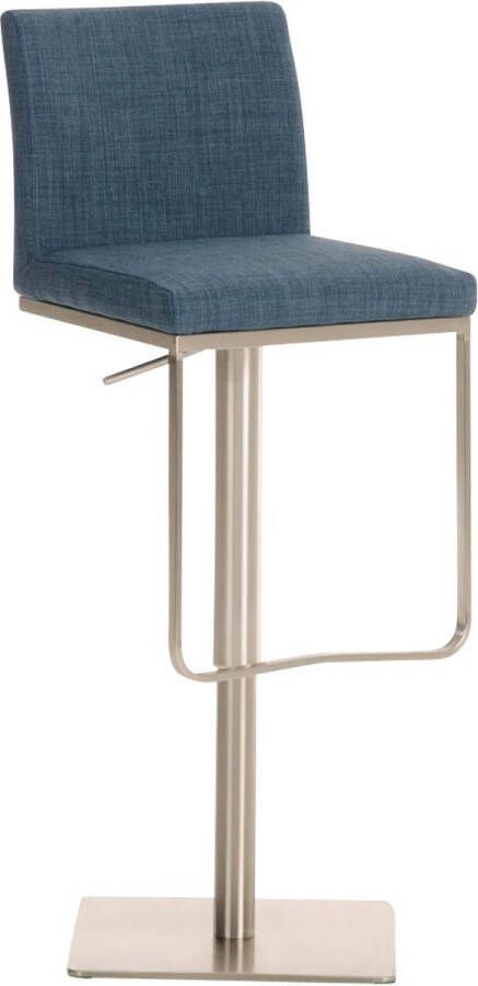 Inandoutdoormatch Barkruk trendy Met rugleuning Polyester Set van 1 Ergonomisch Barstoelen voor keuken of kantine Blauw Zithoogte 58-82cm