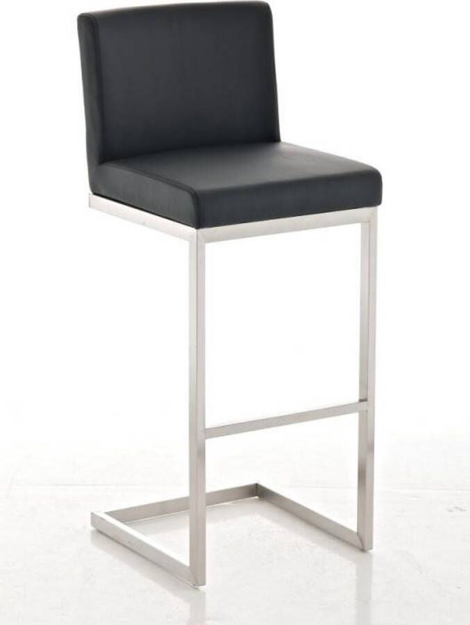 Inandoutdoormatch Barkruk trendy Met rugleuning Set van 1 Ergonomisch Barstoelen voor keuken of kantine Zwart Zithoogte 77cm Vaderdag cadeau