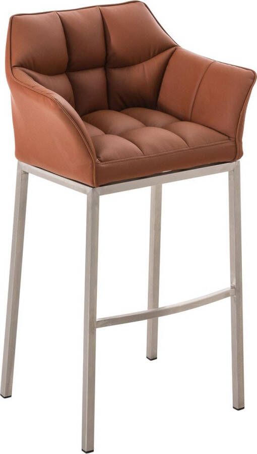 In and outdoor match Barkruk Tristam Bruin Kunstleer Met rugleuning en armleuning Ergonomisch Set van 1 Deluxe