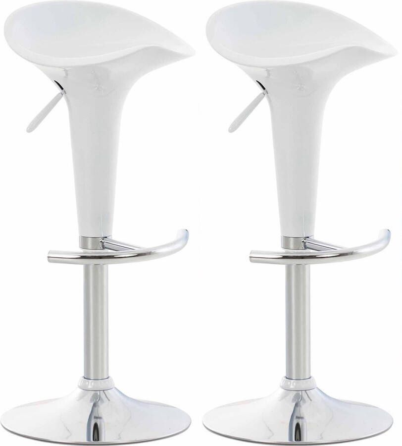 Inandoutdoormatch Barkrukken wit kunststof in hoogte verstelbaar zithoogte 60 tot 81 cm 360 graden draaibaar Set van 2 barkrukken modern Vaderdag cadeau