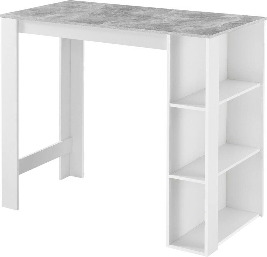 Unbranded Bartafel Frederica Met 3 Planken 120x60x105.5cm Wit en Betonkleurig Spaanplaat Modern Design - Foto 1