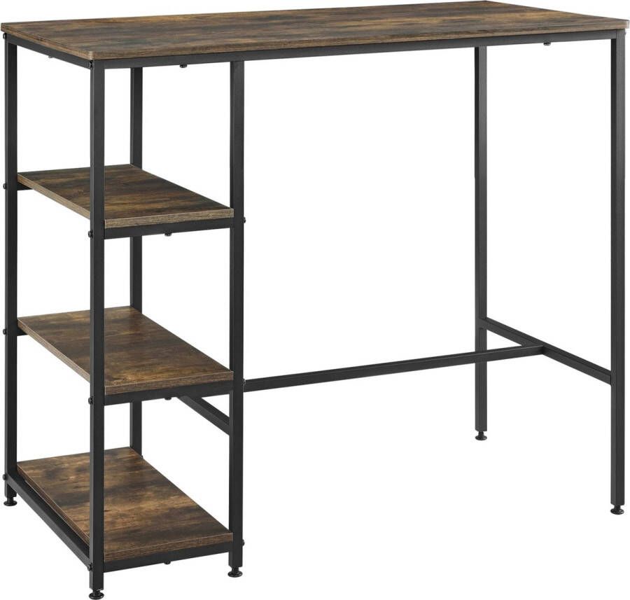 Unbranded Bartafel Harvie Met 3 Planken 109x60x100 cm Zwart en Houtkleurig Spaanplaat en Staal Modern Design - Foto 2