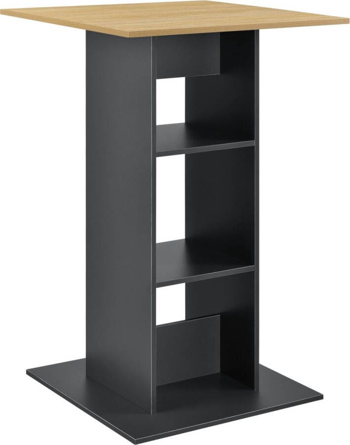 Unbranded Bartafel Terance Met 3 Planken 70x70x110 cm Donkergrijs en Houtkleurig Spaanplaat Modern Design