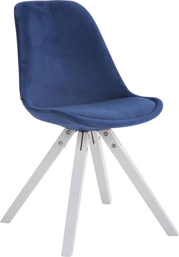 Unbranded Bezoekersstoel Ana Eetkamerstoel Blauw velours Witte poten Set van 1 Zithoogte 48 cm Deluxe