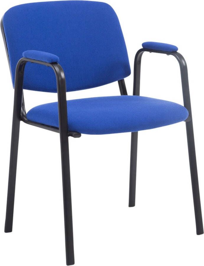 In and outdoor match Bezoekersstoel Eetkamerstoel Gerolt Blauwe stof zwart frame comfortabel modern design set van 1 Zithoogte 47 cm Deluxe