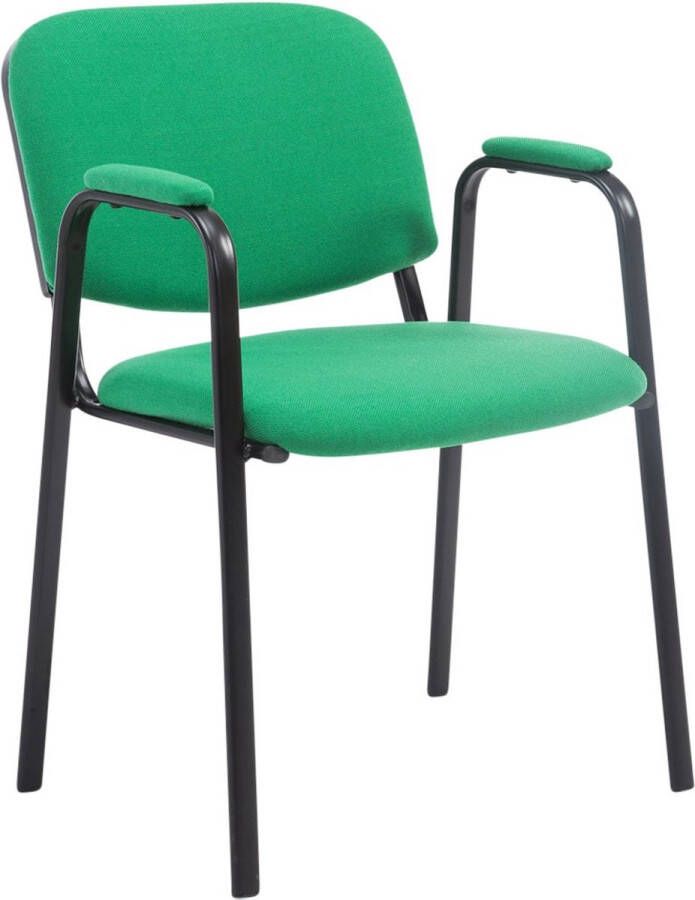 Inandoutdoormatch Bezoekersstoel Eetkamerstoel Gerolt Groene stof zwart frame comfortabel modern design set van 1 Zithoogte 47 cm Deluxe moederdag cadeautje