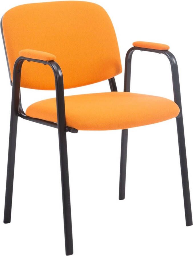 Inandoutdoormatch Bezoekersstoel Eetkamerstoel Gerolt Oranje stof zwart frame comfortabel modern design set van 1 Zithoogte 47 cm Deluxe moederdag cadeautje