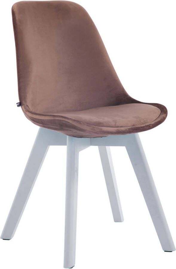 Unbranded Bezoekersstoel Katherina Eetkamerstoel Bruin velours Witte poten Set van 1 Zithoogte 48 cm Deluxe