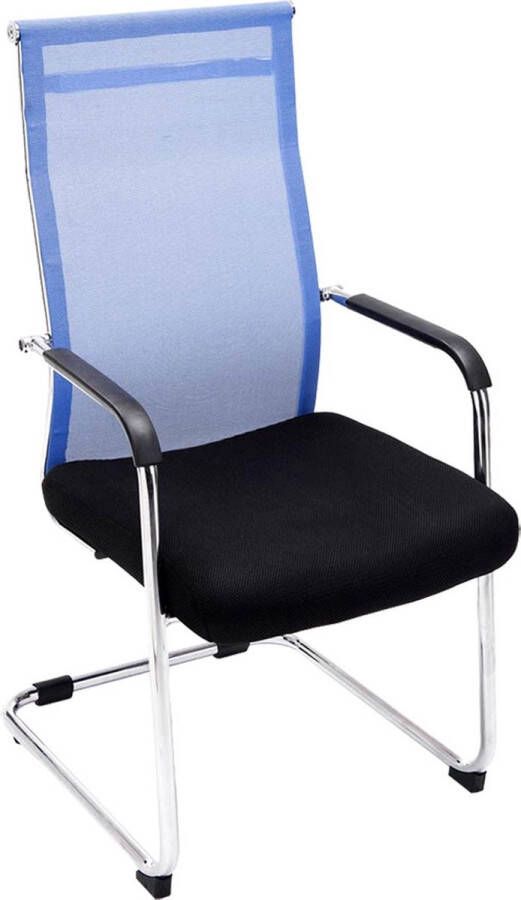 Inandoutdoormatch Bezoekersstoel Melita Eetkamerstoel Vergaderstoel Blauwe stof chromen poten set van 1 Zithoogte 48 cm modern design Vaderdag cadeau