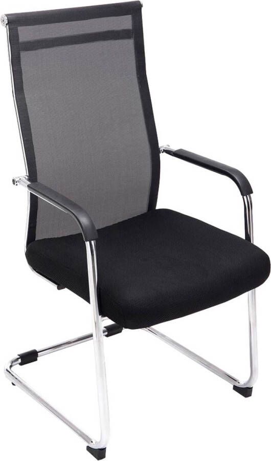 Unbranded Bezoekersstoel Melita Eetkamerstoel Vergaderstoel Zwarte stof chromen poten set van 1 Zithoogte 48 cm modern design
