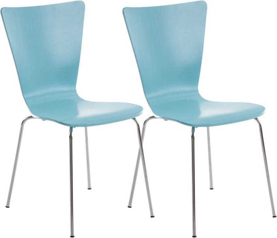 Unbranded Bezoekersstoel Nora Houten stoel blauw Set van 2 Met rugleuning Vergaderstoel Zithoogte 45cm