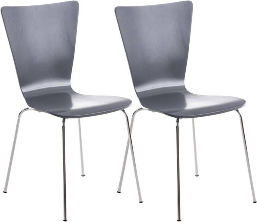 Unbranded Bezoekersstoel Nora Houten stoel grijs Set van 2 Met rugleuning Vergaderstoel Zithoogte 45cm