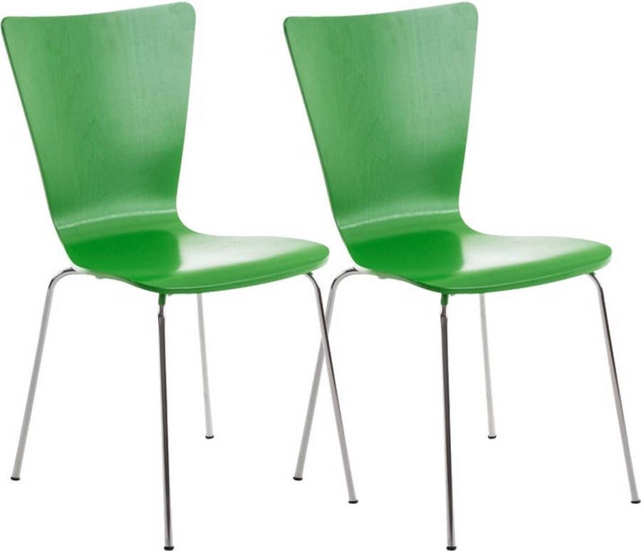 Inandoutdoormatch Bezoekersstoel Nora Houten stoel groen Set van 2 Met rugleuning Vergaderstoel Zithoogte 45cm Vaderdag cadeau