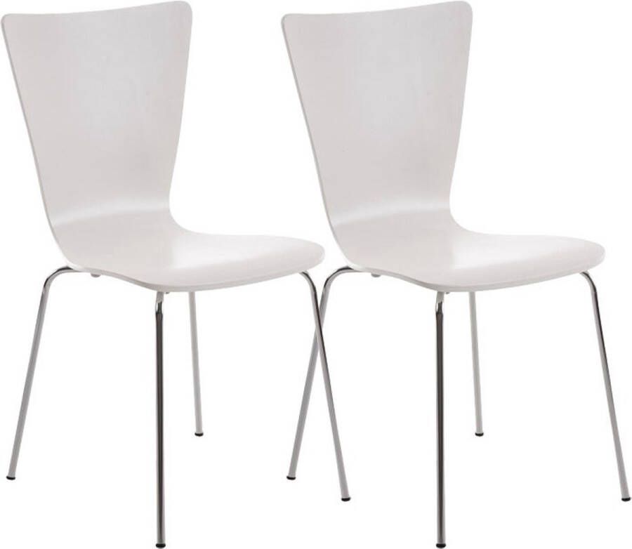 Unbranded Bezoekersstoel Nora Houten stoel wit Set van 2 Met rugleuning Vergaderstoel Zithoogte 45cm