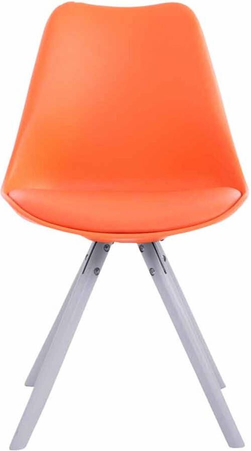Inandoutdoormatch Bezoekersstoel Orlando Eetkamerstoel Oranje kunstleer Witte poten Set van 1 Zithoogte 48 cm Deluxe Vaderdag cadeau