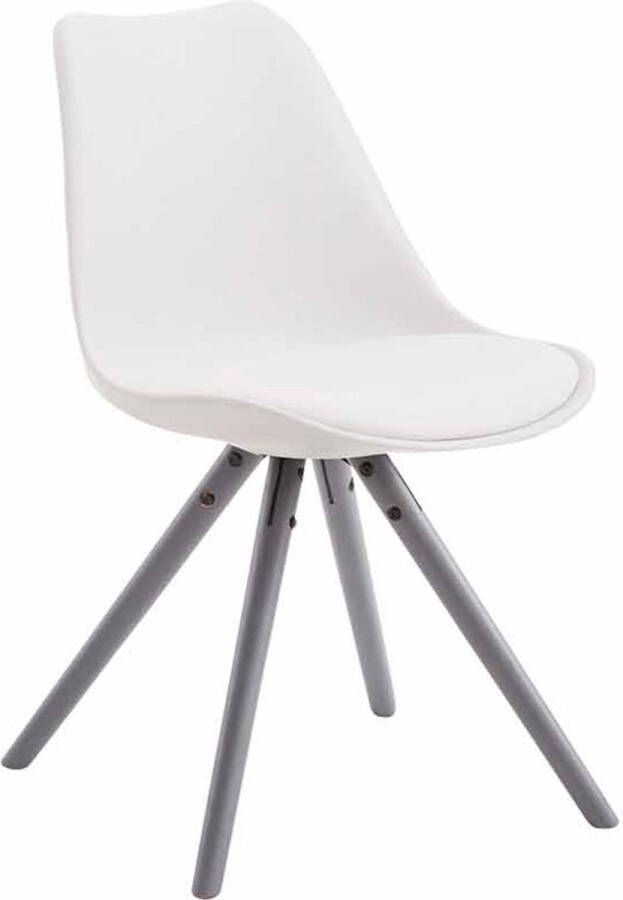 Inandoutdoormatch Bezoekersstoel Orlando Eetkamerstoel Wit kunstleer Grijze poten Set van 1 Zithoogte 48 cm Deluxe