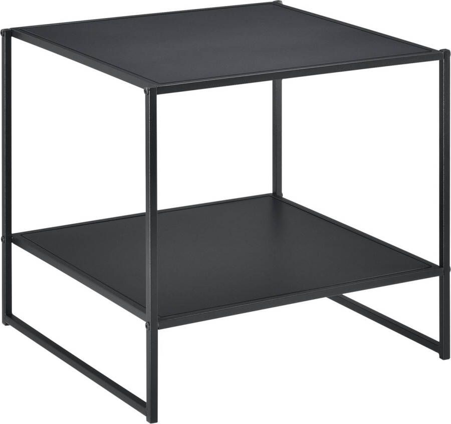 Unbranded Bijzettafel Acacia Met Plank Metaal 51x53x51 cm Zwart Modern Design