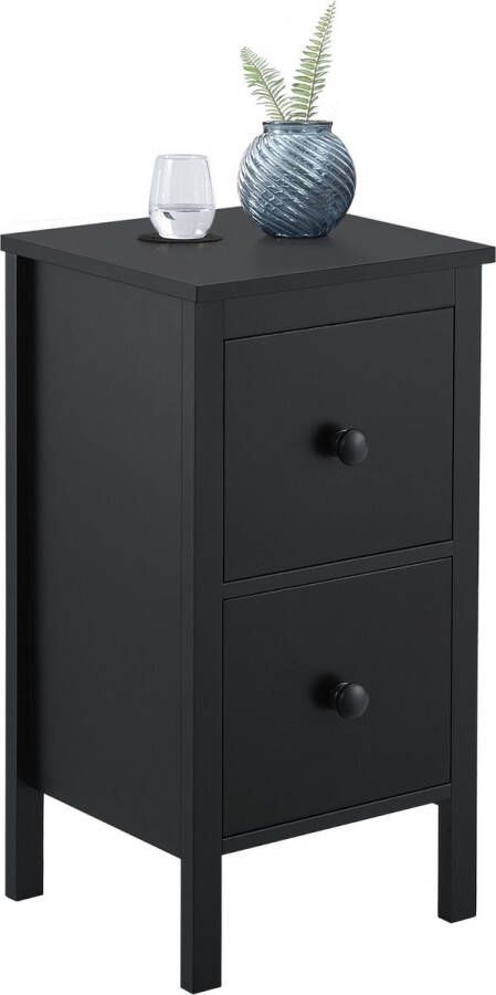 Unbranded Bijzettafel Beau Met 2 Laden Nachtkastje 52x27x25 cm Zwart MDF Modern Design