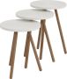 Unbranded Bijzettafel Fred Set van 3 Rond Houtkleurig en Wit Spaanplaat en Beuken Stijlvol Design - Thumbnail 2