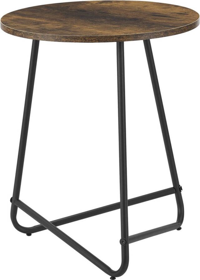 Inandoutdoormatch Bijzettafel Rond Lambert 55xØ45 cm Houtkleurig en Zwart MDF en Metaal Poedercoating Modern Design - Foto 2