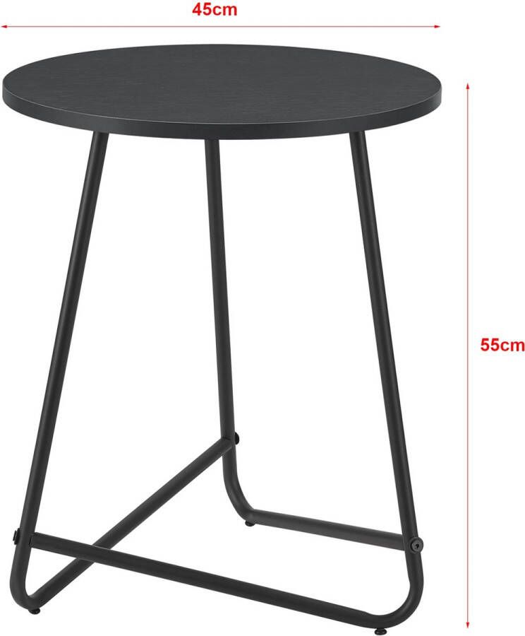 Inandoutdoormatch Bijzettafel Rond Sheridan 55xØ45 cm Zwart MDF en Metaal Poedercoating Stijlvol Design