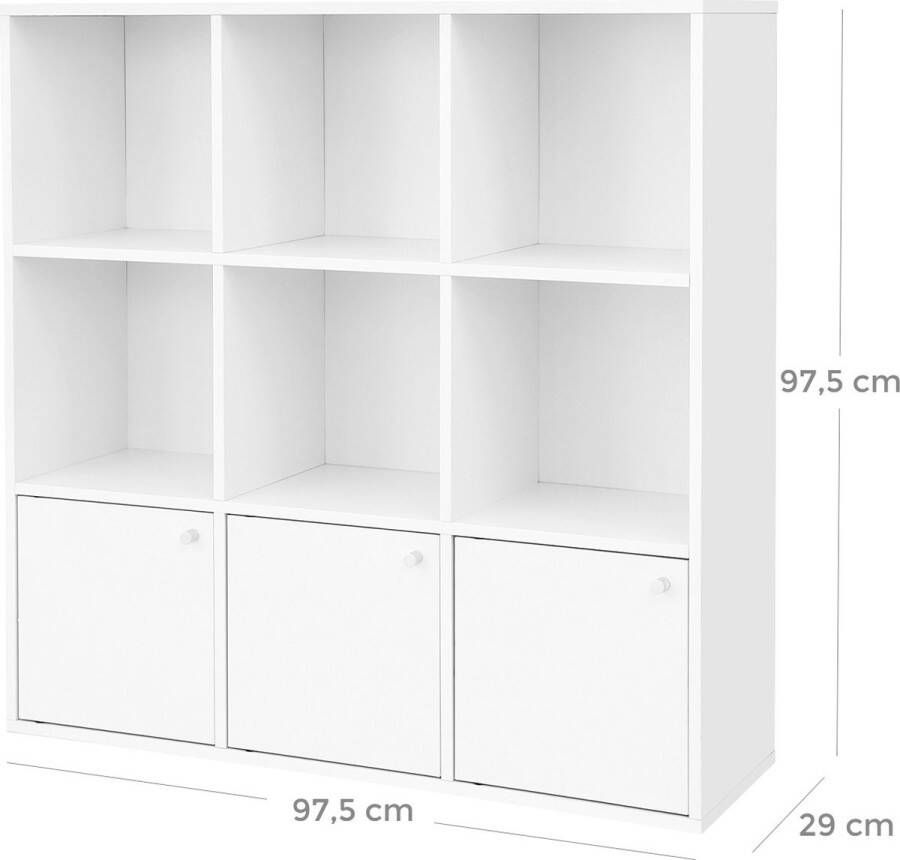 Inandoutdoormatch Boekenkast deluxe 6 vakken Boekenkast met deuren Woonkamer slaapkamer en kinderkamer Hout MDF 97x29x97cm moederdag cadeautje - Foto 3