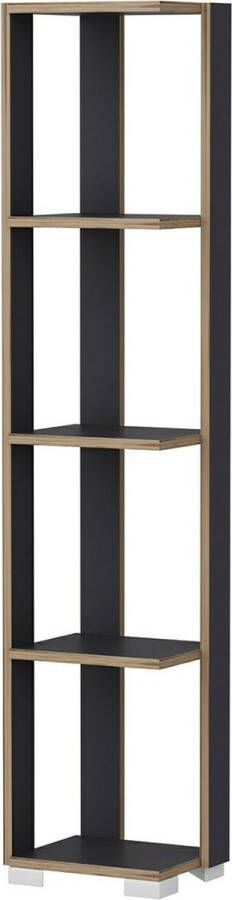 Unbranded Boekenkast Plank Eugen 153x34x26 cm Antraciet en Houtkleurig Decoratieve Boekenkast Stijlvol Design