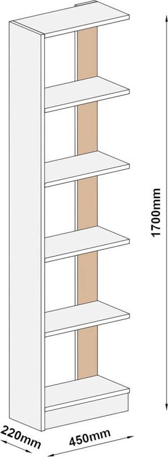 Unbranded Boekenkast Plank Geordie 170x45x22 cm Wit en Walnoot Spaanplaat Modern design