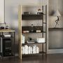 Unbranded Boekenkast Plank Nazaret Eik en Zwart Mat Spaanplaat en Metaal Decoratieve Boekenkast Stijlvolle Look - Thumbnail 2