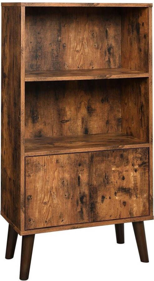 Inandoutdoormatch Bookcase deluxe 2 compartments Bookcase with doors Living room bedroom and children's room Wood MDF 60x30x120cm moederdag cadeautje - Foto 2