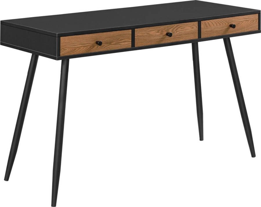 Unbranded Bureau Carly Met Laden 115x48x75 cm Houtkleurig en Zwart Spaanplaat en Metaal Modern Design - Foto 2