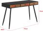 Unbranded Bureau Carly Met Laden 115x48x75 cm Houtkleurig en Zwart Spaanplaat en Metaal Modern Design - Thumbnail 2