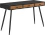 Unbranded Bureau Carly Met Laden 115x48x75 cm Houtkleurig en Zwart Spaanplaat en Metaal Modern Design - Thumbnail 1