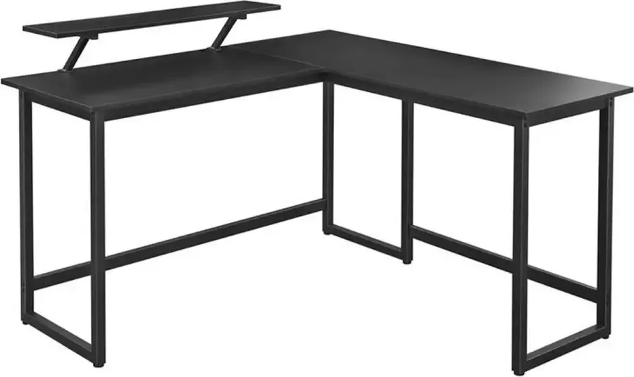 Berkatmarkt Bureau L-vormig computerbureau met beweegbare monitorbevestiging 140 x 130 x 76 cm zwart LWD56BK