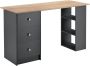 Unbranded Bureau Lodewijk Met 3 Laden 120x49x72 cm Donkergrijs en Houtkleurig Spaanplaat Stijlvol design - Thumbnail 1