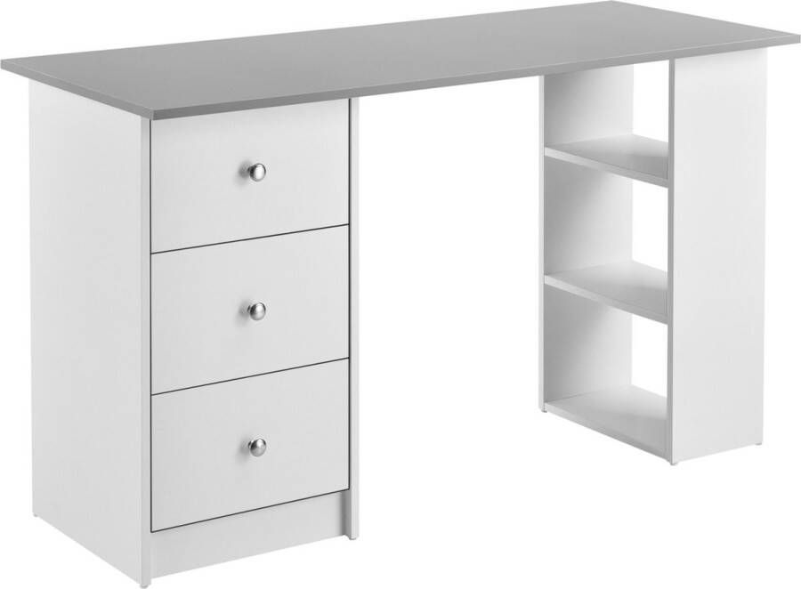 Unbranded Bureau Sebastian Met 3 Laden 120x49x72 cm Lichtgrijs en Wit Spaanplaat Stijlvol design - Foto 2