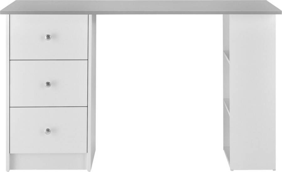 Unbranded Bureau Sebastian Met 3 Laden 120x49x72 cm Lichtgrijs en Wit Spaanplaat Stijlvol design