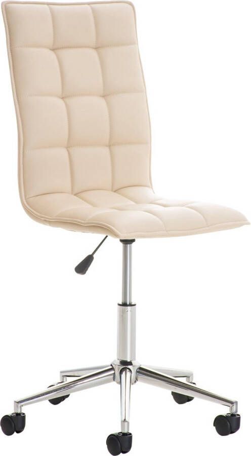 Unbranded Bureaustoel Bratt Op wielen Crème Voor volwassenen Kunstleer Ergonomische bureaustoel In hoogte verstelbaar 52-58cm