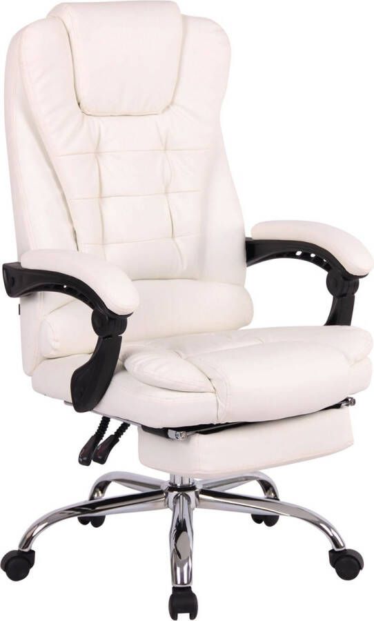 Inandoutdoormatch Bureaustoel PRO op wielen Ergonomische bureaustoel Wit Kunstleer Voor volwassenen In hoogte verstelbaar 50-60cm moederdag cadeautje