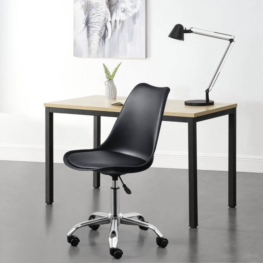 Unbranded Bureaustoel Rowley Op Wielen 83-93x48x55 cm Zwart Metaal en Kunstleer Modern Design