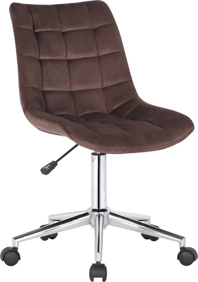 Unbranded Bureaustoel Severino Stof Velvet Brown Ergonomisch 46x40x96cm Hoogte Verstelbaar Zithoogte 44 59 cm Modern Design