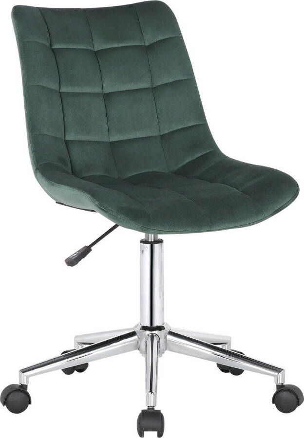 Unbranded Bureaustoel Severino Stof Velvet Donker Groen Ergonomisch 46x40x96cm Hoogte Verstelbaar Zithoogte 44 59 cm Modern Design