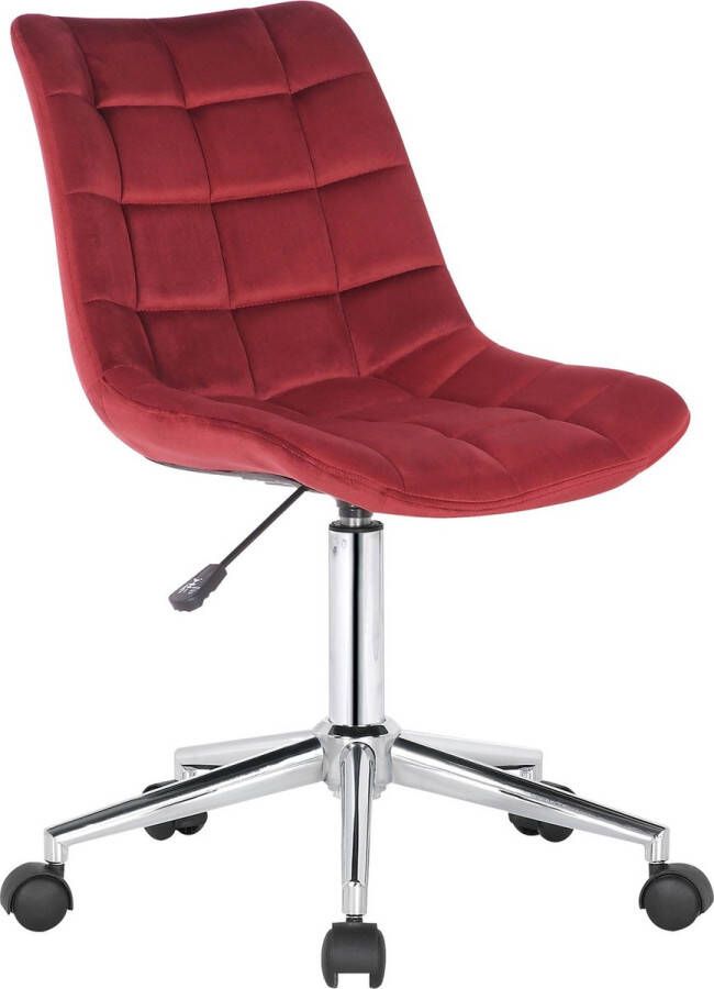 Inandoutdoormatch Bureaustoel Severino Stof Velvet Donker Red Ergonomisch 46x40x96cm Hoogte Verstelbaar Zithoogte 44 59 cm Modern Design moederdag cadeautje