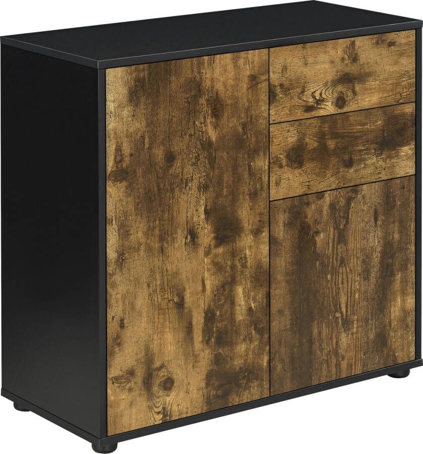 Unbranded Commode Aubrianna Duw en Open 74x79x36 cm Zwart en Hout Donker Spaanplaat Modern Design - Foto 2