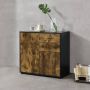 Unbranded Commode Aubrianna Duw en Open 74x79x36 cm Zwart en Hout Donker Spaanplaat Modern Design - Thumbnail 2